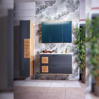 Тумба под раковину Бриклаер Форест 4627125414664 100 см дуб золотой/антрацит